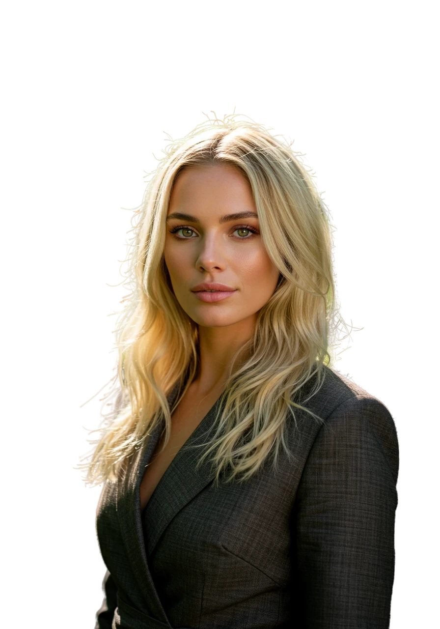 woman with flowing hair with background removed showing precise edge detection